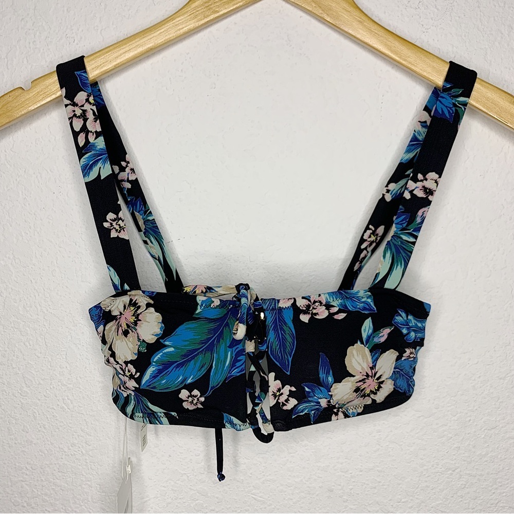 NWT DVF Diane Von Furstenberg Lace Up Cami Swim Bikini Top Floral Size P/0 $148
